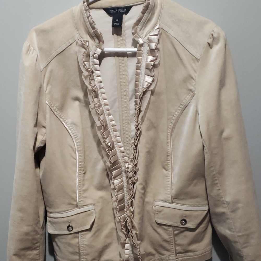 WHBM cream jacket with ribbon trim